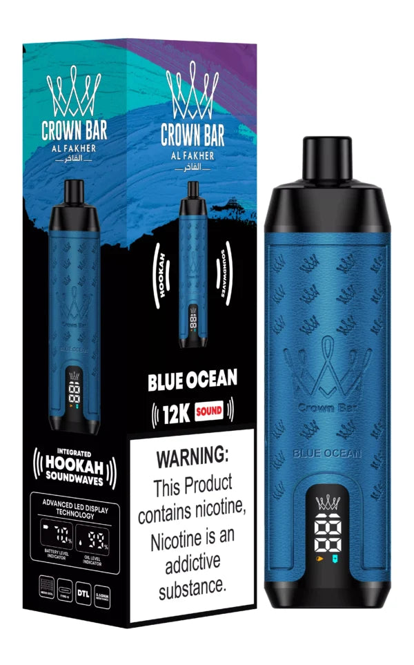 Al Fakher Crown Bar 12000 Puffs – Blue Ocean | Hookah Sound Disposable Vape UAE