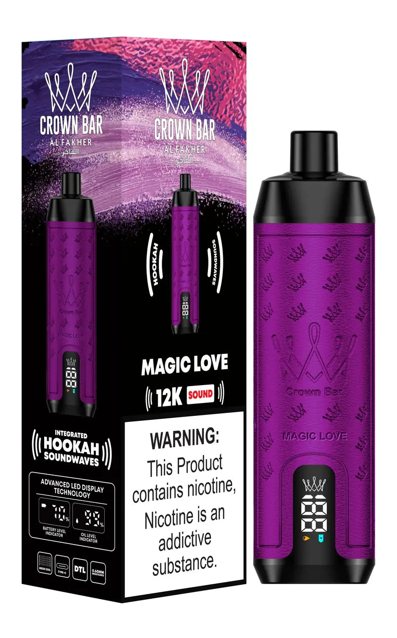 Al Fakher Crown Bar 12K Puffs – Magic Love Disposable Vape | 5mg Nicotine