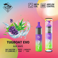 Tugboat EVO Disposable Vape 4500 Puffs – Aloe Grape Flavor