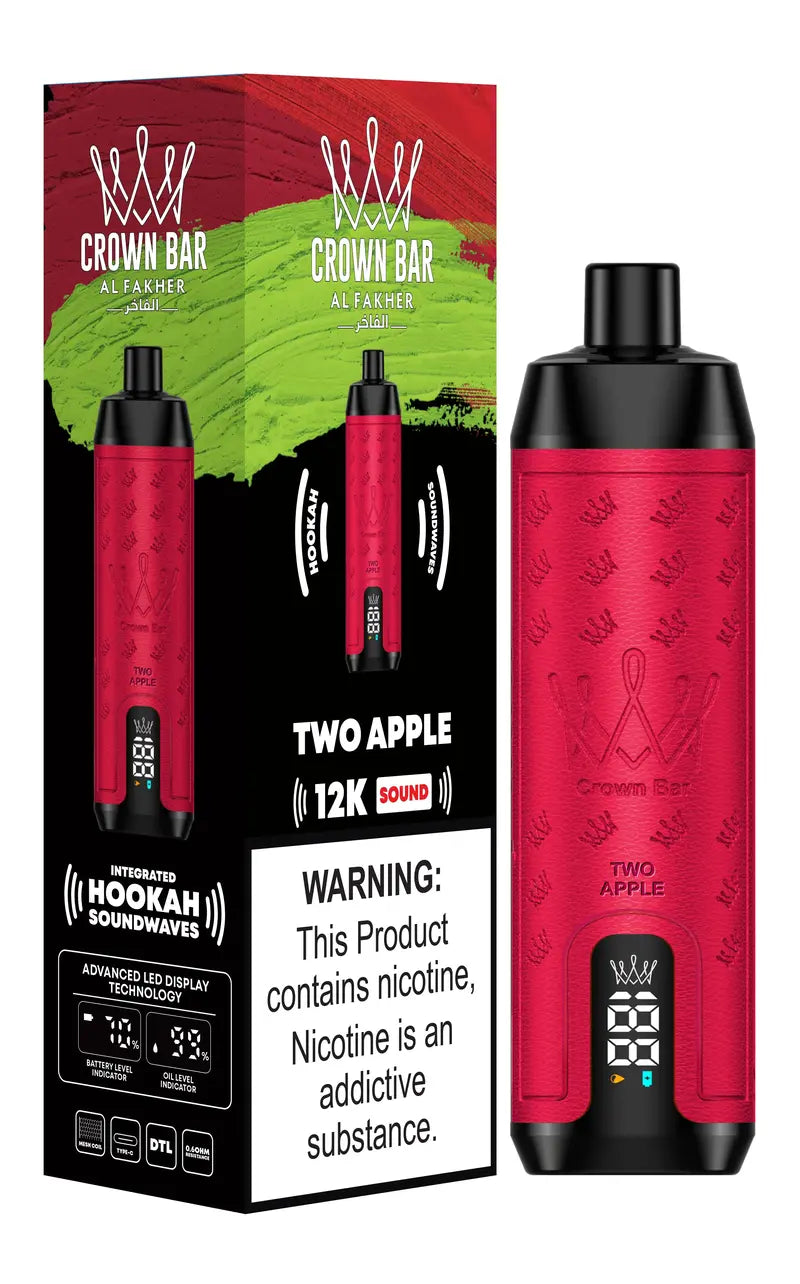 Al Fakher Crown Bar 12K Puffs – Two Apple Disposable Vape | 5mg Nicotine